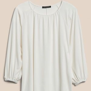 Banana Republic Knit Poet Top Billowy Blouse size XS White 3/4 Sleeve